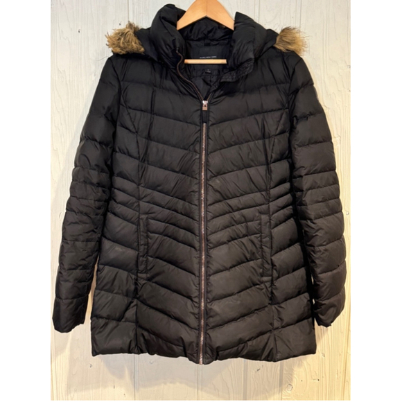 Marc New York Jackets & Blazers - Marc New York Black Puffer Jacket with Faux Fur Detachable Hood, Size L